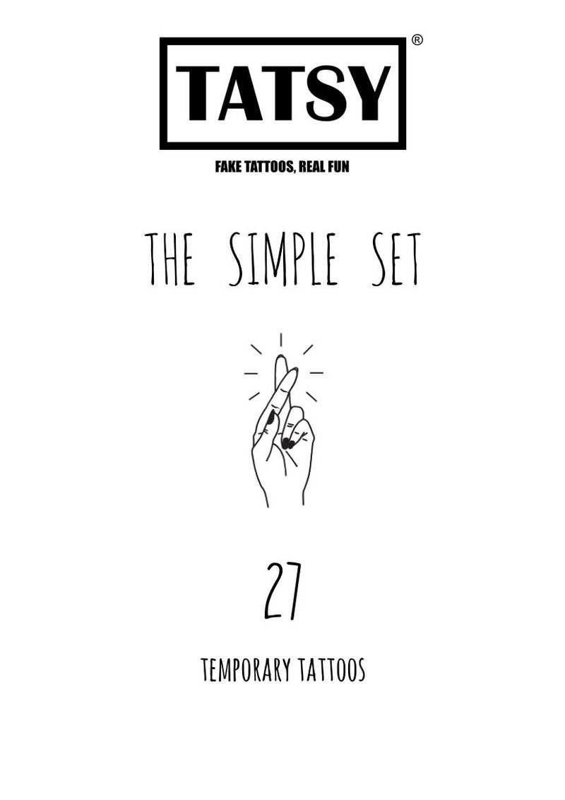 Tatsy Temporary Tattoo Set By Tatsy, The Simple Set, For Women and Men, Original, Unique Design, Cover Up, Modern, Hipster, Minimalistic Tiny, Urban, Writing, Stars, Anchor, Heart, Hands, Waterproof Tattoos - Image 2